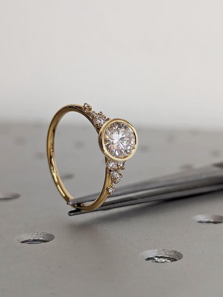 18k Yellow Gold Diamond Snowdrift Engagement Ring | 1 Carat Engagement Ring | Lab Diamond Cluster Ring