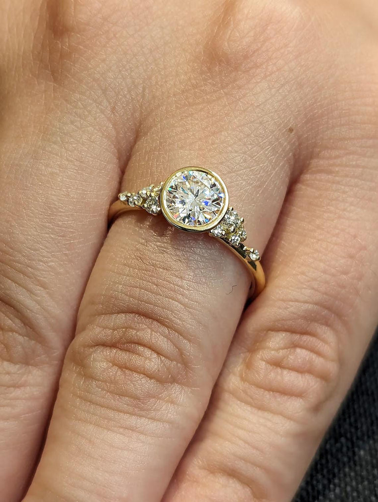 18k Yellow Gold Diamond Snowdrift Engagement Ring | 1 Carat Engagement Ring