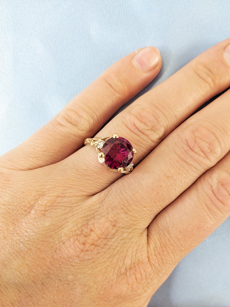 Lab Ruby Ring, Nature Inspired Ring