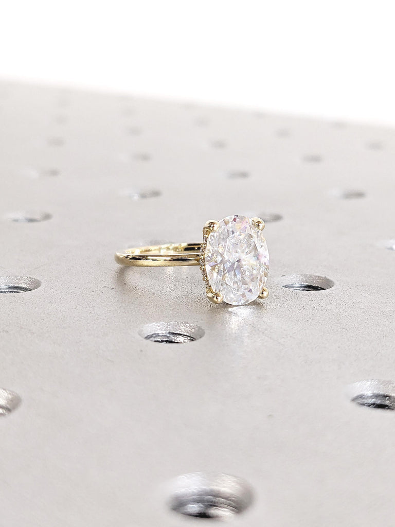 Moissanite Wedding Ring, Hidden London Blue Topaz