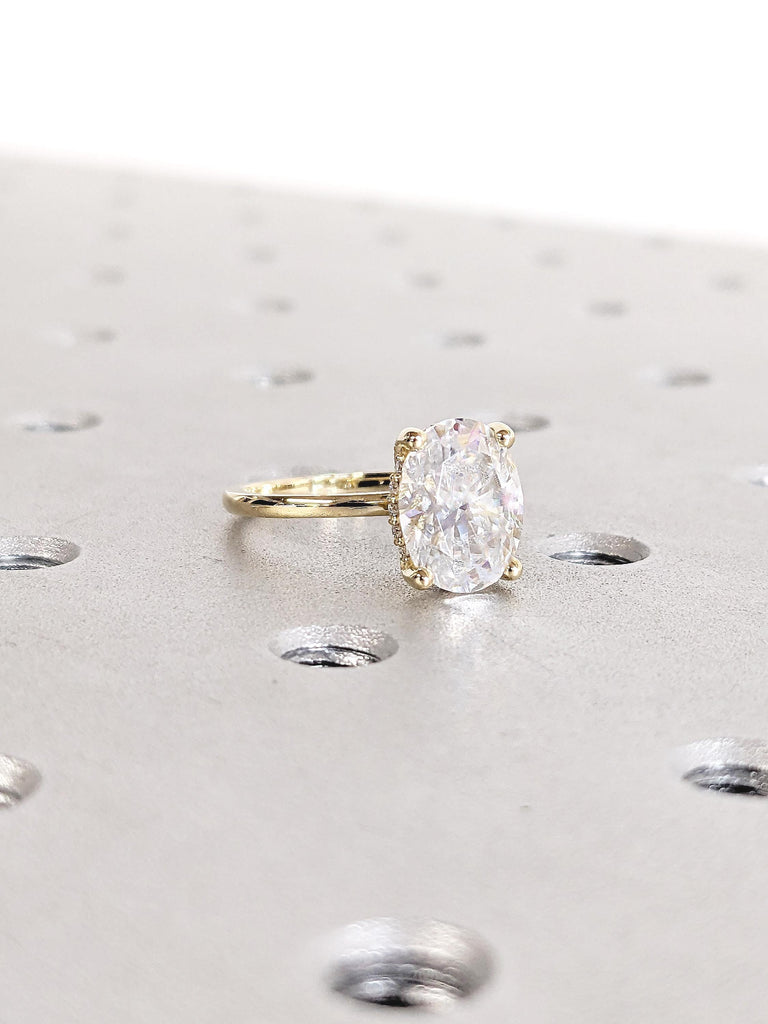Moissanite Wedding Ring, Hidden London Blue Topaz