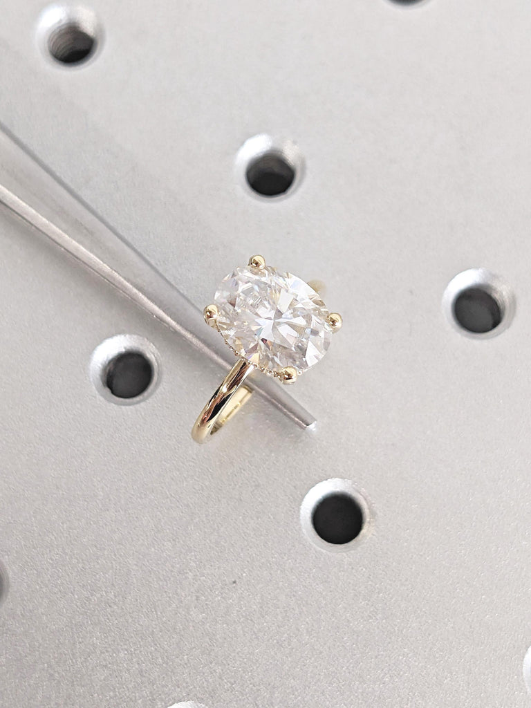 Oval Lab Grown Diamond Hidden Halo Ring