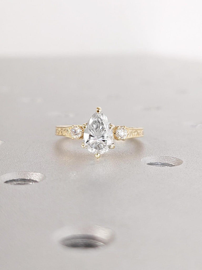 Three Stone Engagement Ring in 18k Gold | Certified Lab Created Diamond Ring | Promise Ring for Her