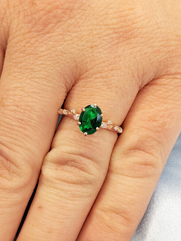 May Birthstone Ring, Gemstone Ring, Green Ring, Promise Ring, Cocktail Ring