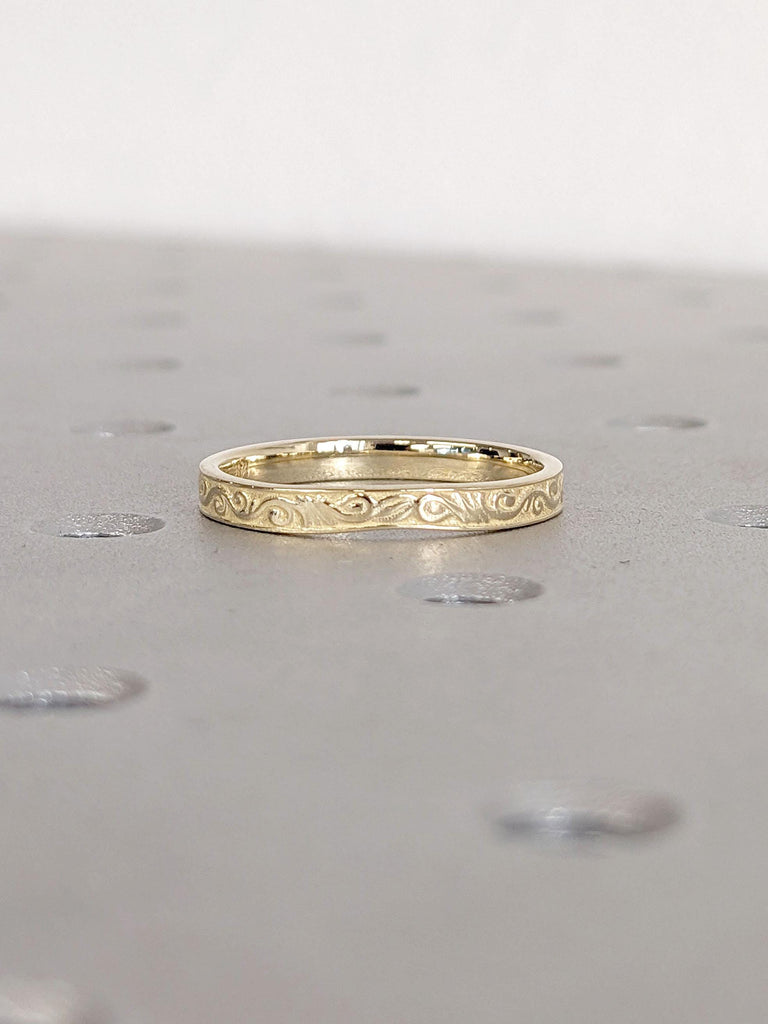 14k Yellow Gold Scrollwork Wedding Band | Vintage Filigree Ring | Woman Bridal Ring