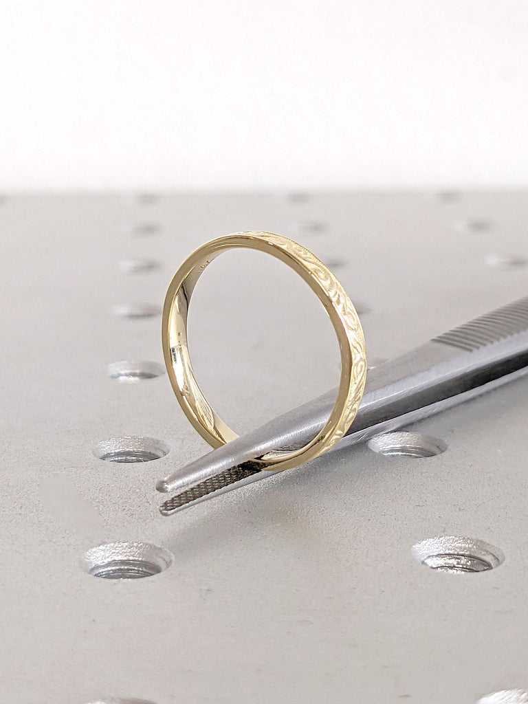 14k 18k Solid Yellow Gold Scrollwork Wedding Band | Vintage Filigree Ring | Woman Bridal Ring | Handmade Ring | Real Gold Rings for Women