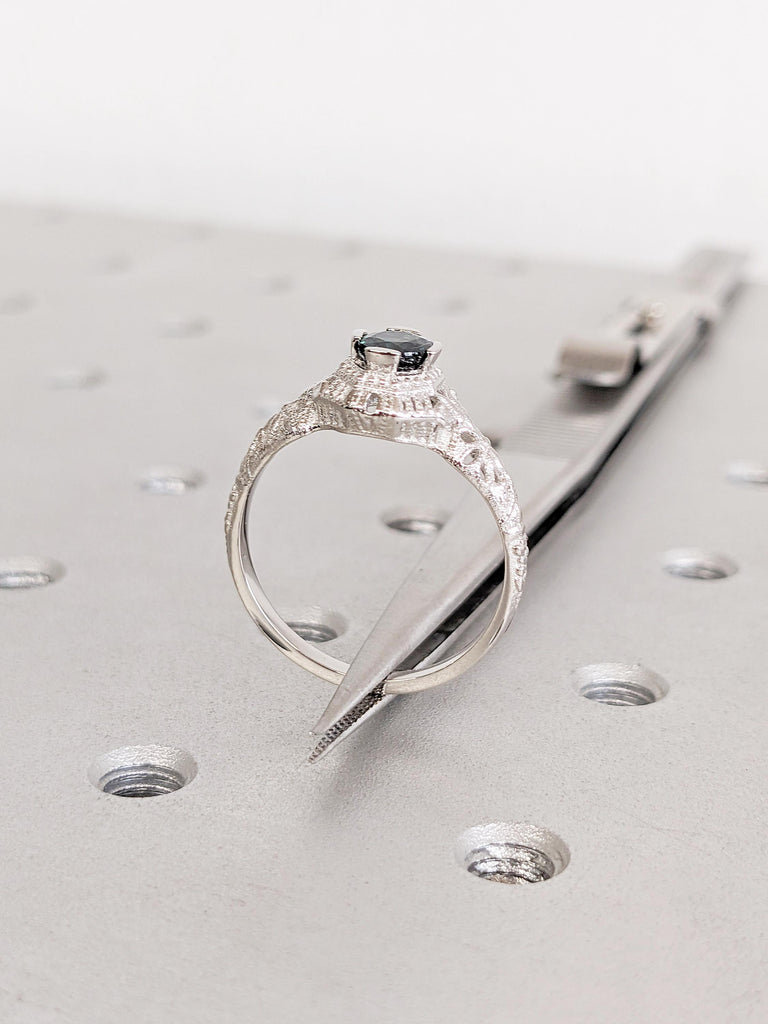 Platinum Filigree Ring, Art Nouveau Ring