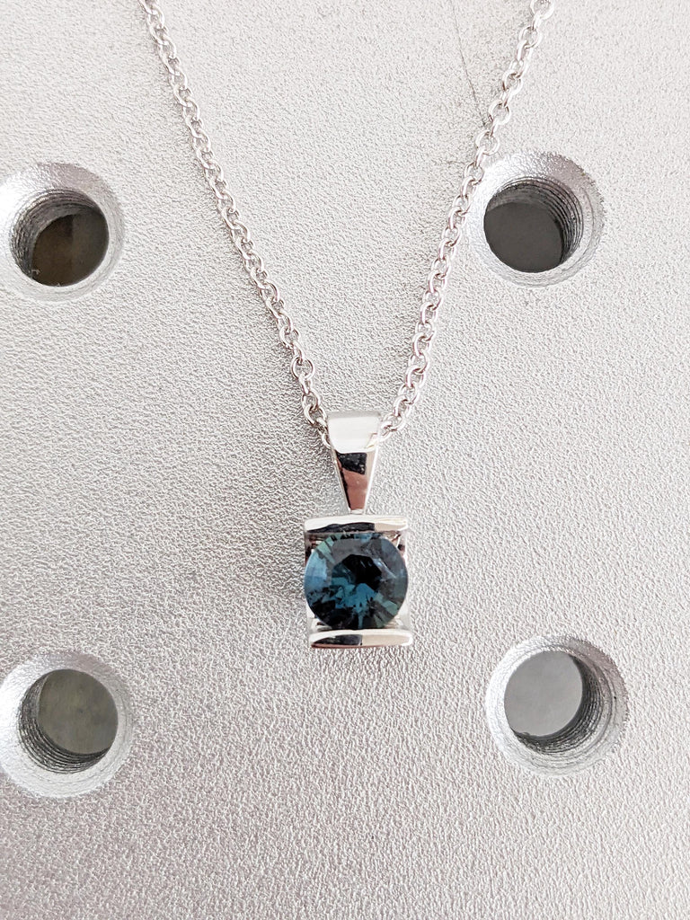 Blue Green Sapphire Necklace Pendant