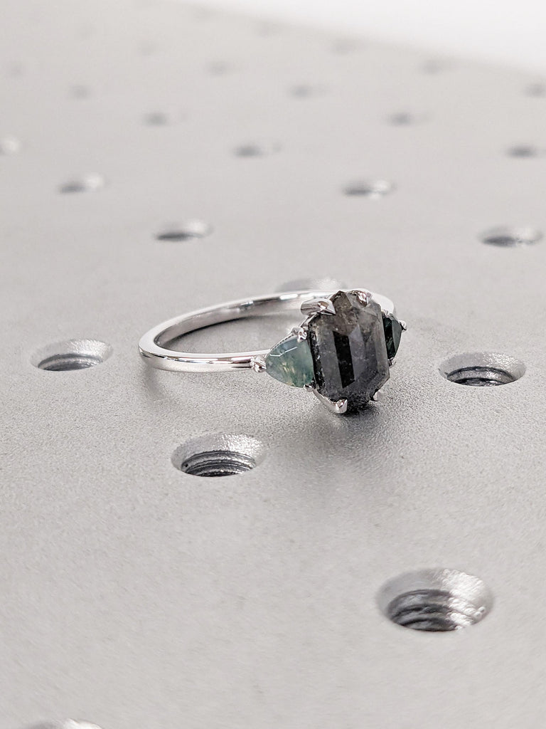 Moss Agate Trillion Cut Ring