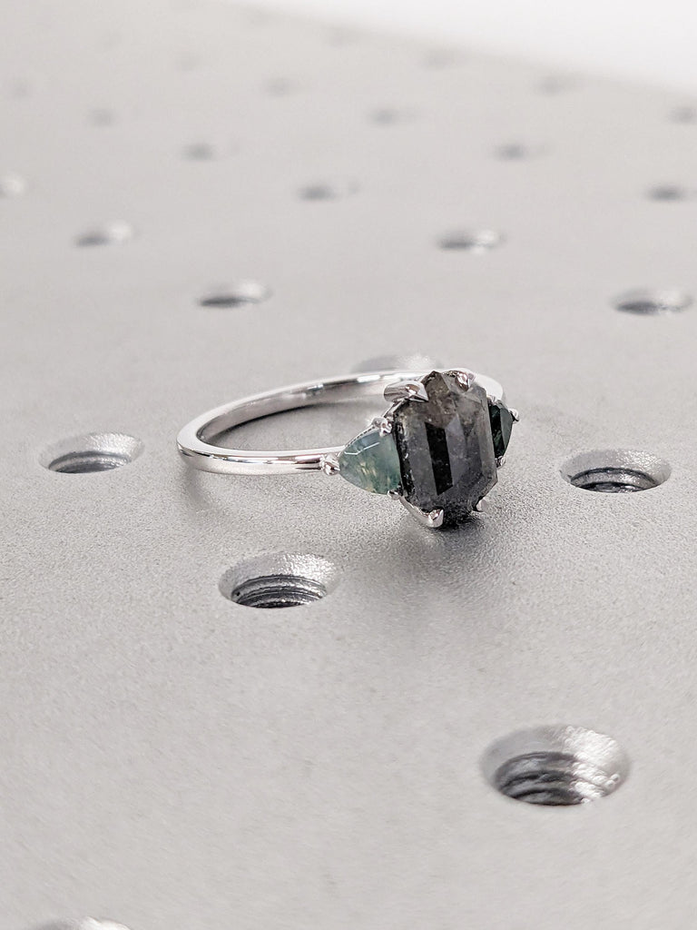 Moss Agate Trillion Cut Ring