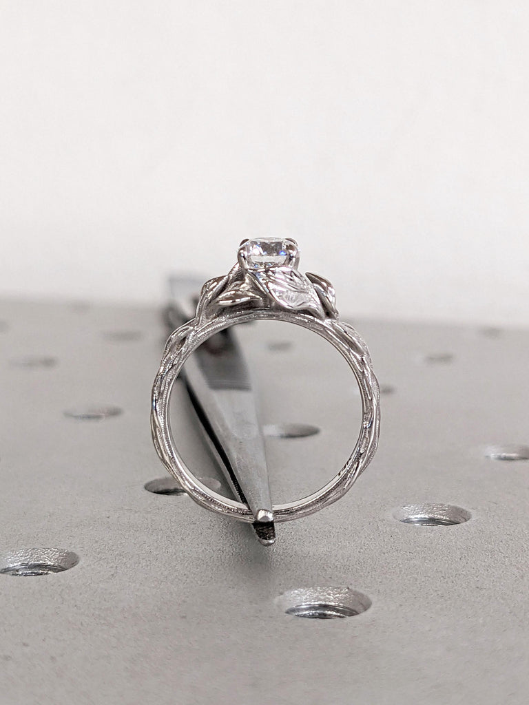 Handmade Leaf Ring | Twig Branches Wedding Band | 14k Gold CVD Diamond Engagement Ring