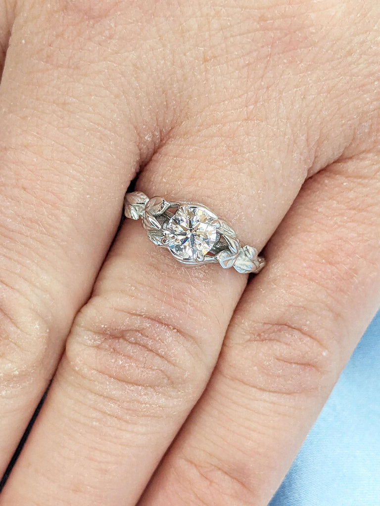 0.5 Carat Lab Created Diamond Ring | Nature Inspired Promise Anniversary Ring for Her | Handmade Twigs and Branches Wedding Band