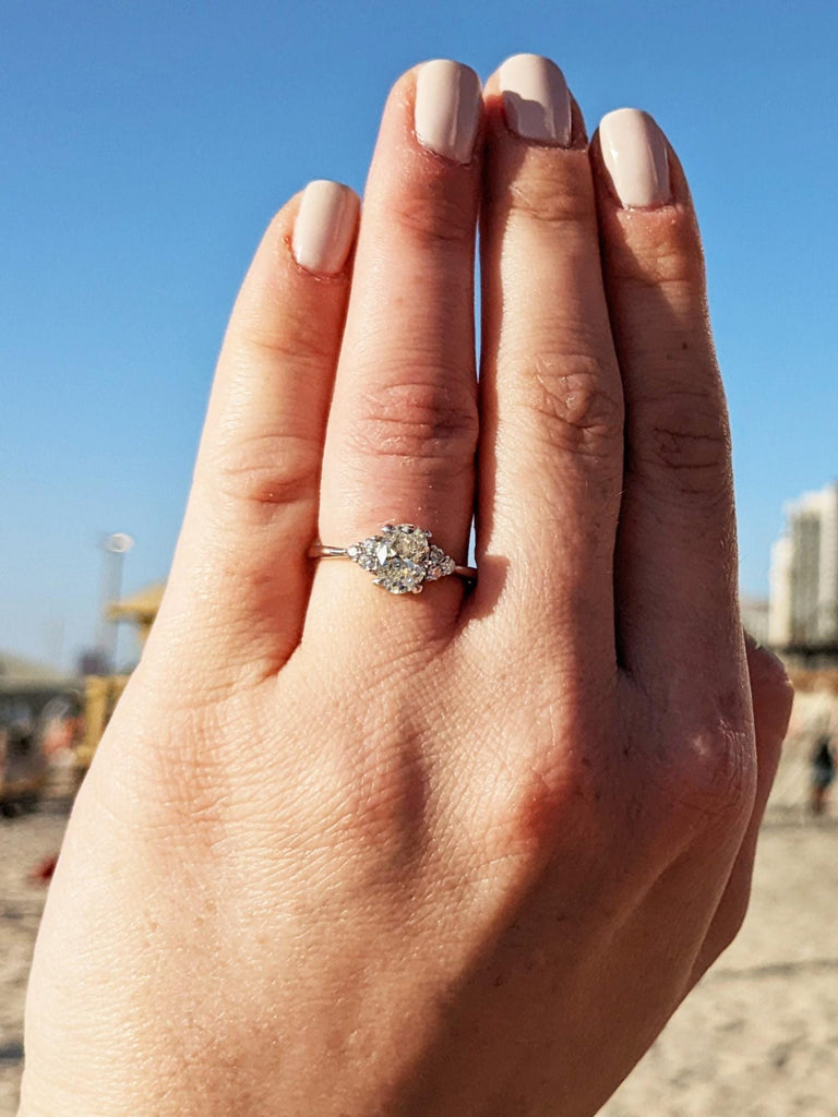 1ct Certified Man Made Diamond Ring | 14k Gold Engagement Ring | Oval cut Diamond Promise Ring | Wedding Anniversary Gift for Wife