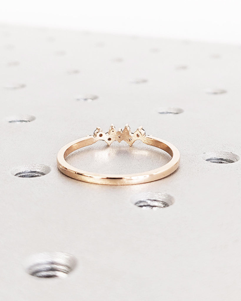 Cluster Wedding Band Ring, Salt and Pepper Diamond Cluster Ring, Salt and Pepper Diamond Wedding Band, Stacking Matching Ring, 14K Rose Gold