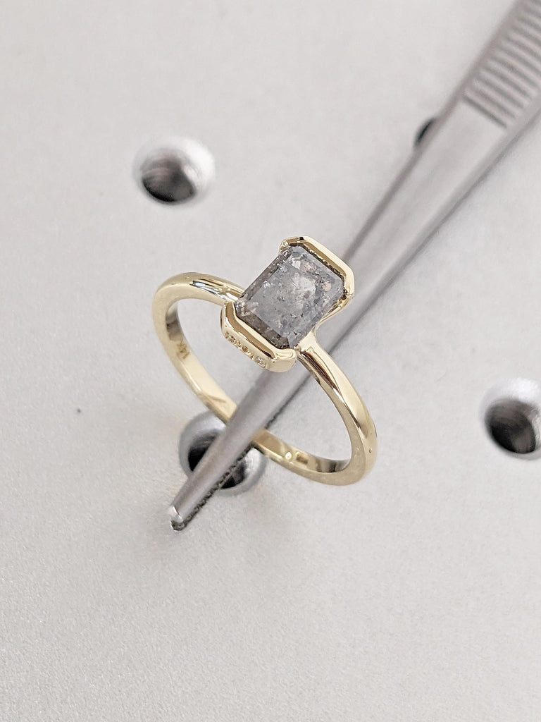 Salt and Pepper Diamond Engagement Ring