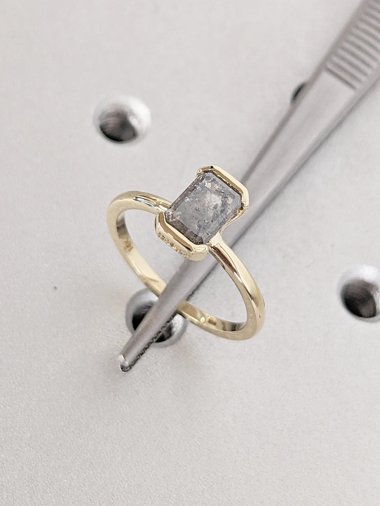 Salt and Pepper Diamond Engagement Ring