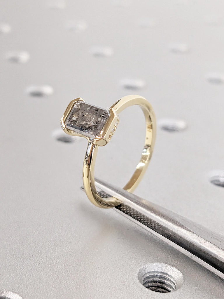 Bezel Engagement Ring, Unique Ring