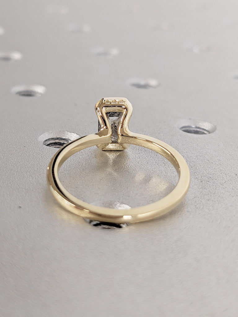 Diamond Hidden Halo Ring, 14k Gold Promise Ring for Her