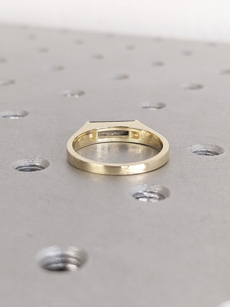 Chunky Baguette Ring | Salt and Pepper Grey Diamond Statement Ring | Gold Engagement Ring | Promise Ring | Minimalist Ring | Gift For Wife