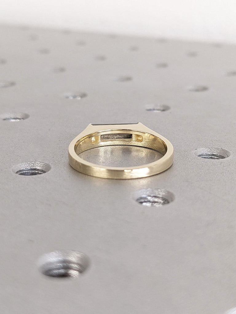 East To West Baguette Cut Salt and Pepper Diamond Engagement Ring | 1 CT Long Baguette Diamond Wedding Gift Ring | Solitaire Diamond Ring
