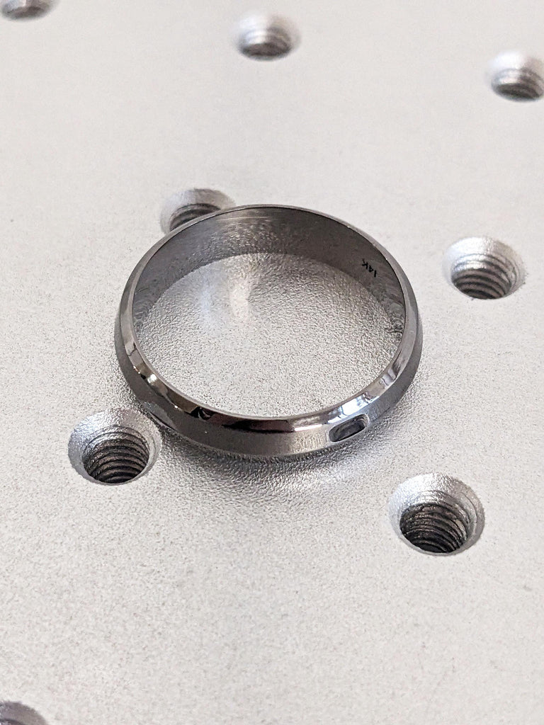 14K Black Gold Men's Beveled Edge Wedding Band 6MM | 14K Solid Gold Ring Simple Wedding Band | Polished Finish Gold Ring | Couples Ring