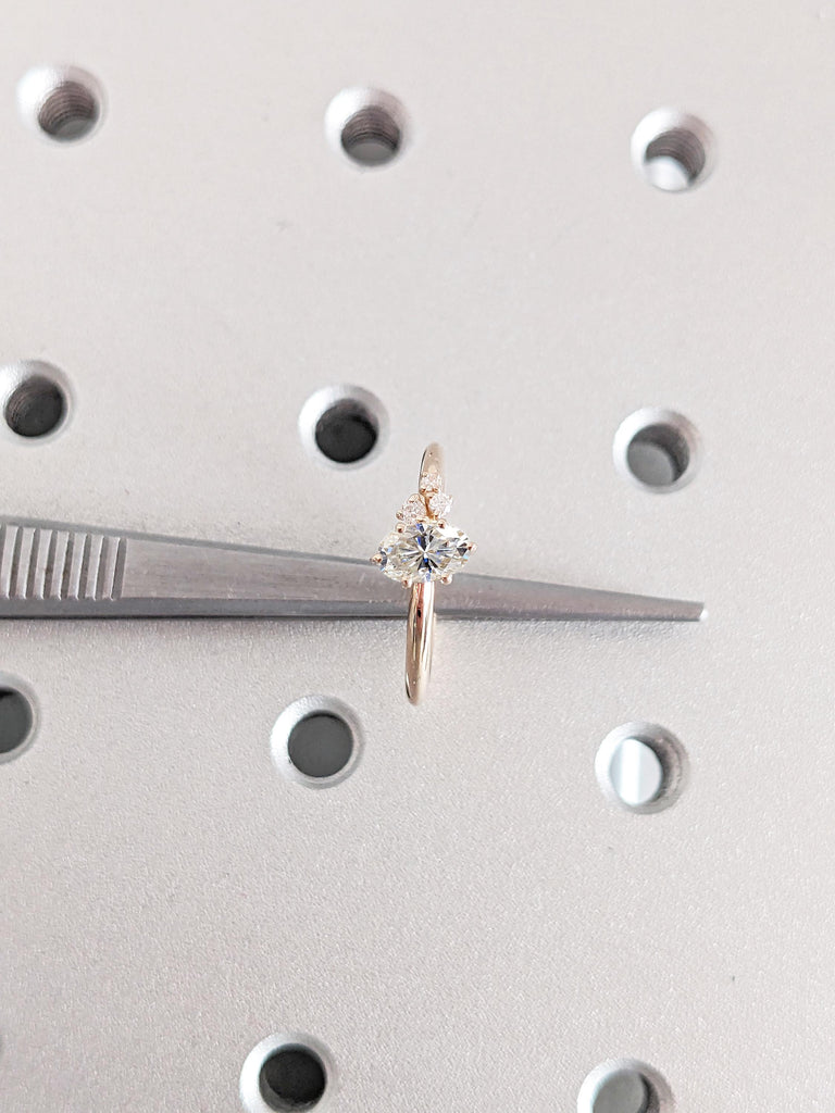 14k Rose Gold Rings, Diamond Cluster Ring