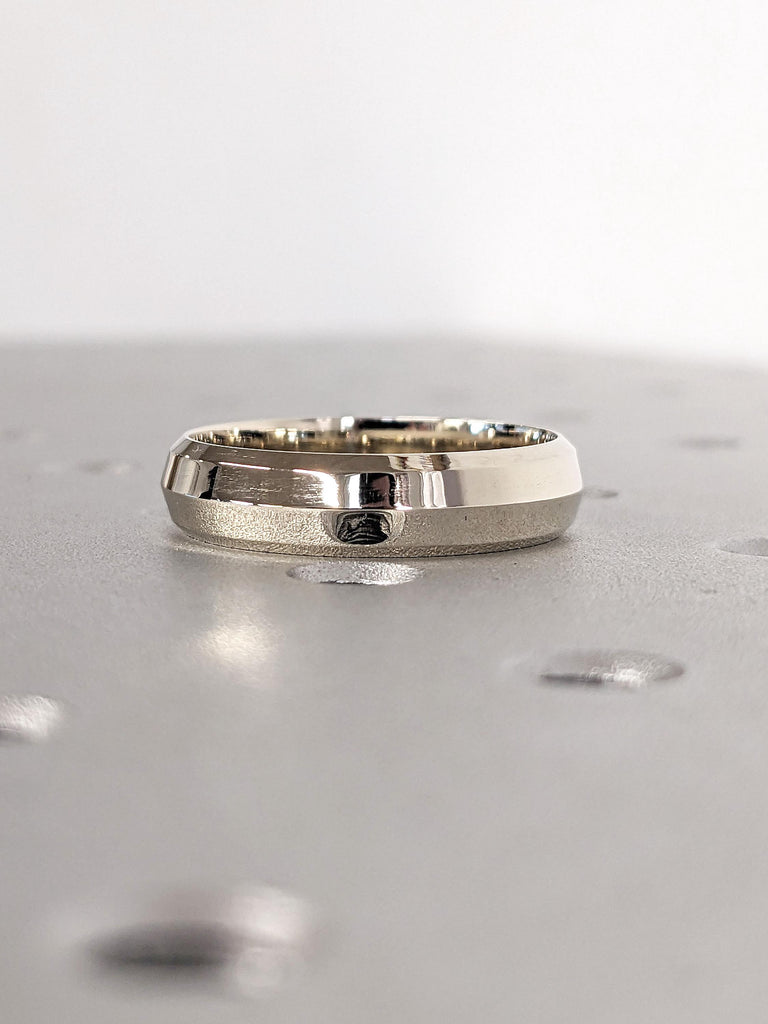 Men Ring Custom Engraved Polished Ring – Men’s Wedding Band – Black, White, Yellow Gold– Anniversary Gift for Boyfriend Promise Ring Engagement Band