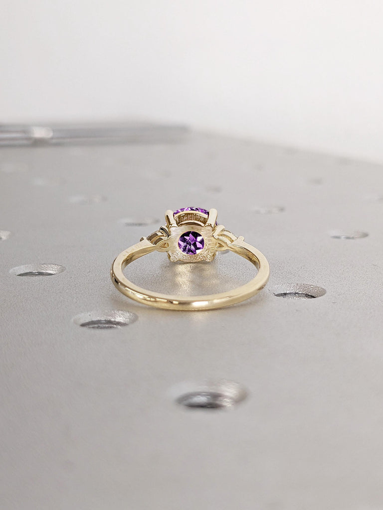 2ct, 3 Carat Alexandrite and Diamond Engagement Ring | 14k Yellow Gold Alexandrite Ring | Delicate Engagement Ring | Birthstone Ring Gift