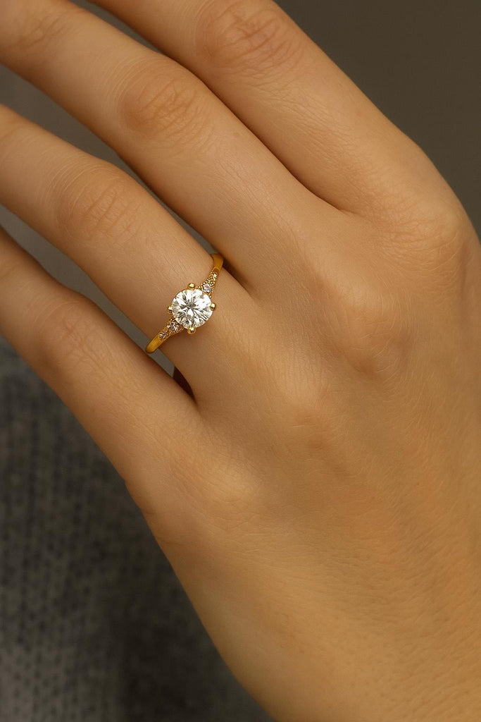 Unique Moissanite Ring, 5 Stone Wedding Ring, Minimalist Ring, Engagement Gift