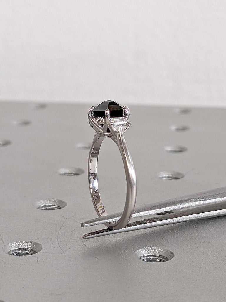 Lab Grown Diamond Hidden Halo Engagement Ring | Solid Gold Wedding Ring for Her | 14k 18k Gold Rings for Women