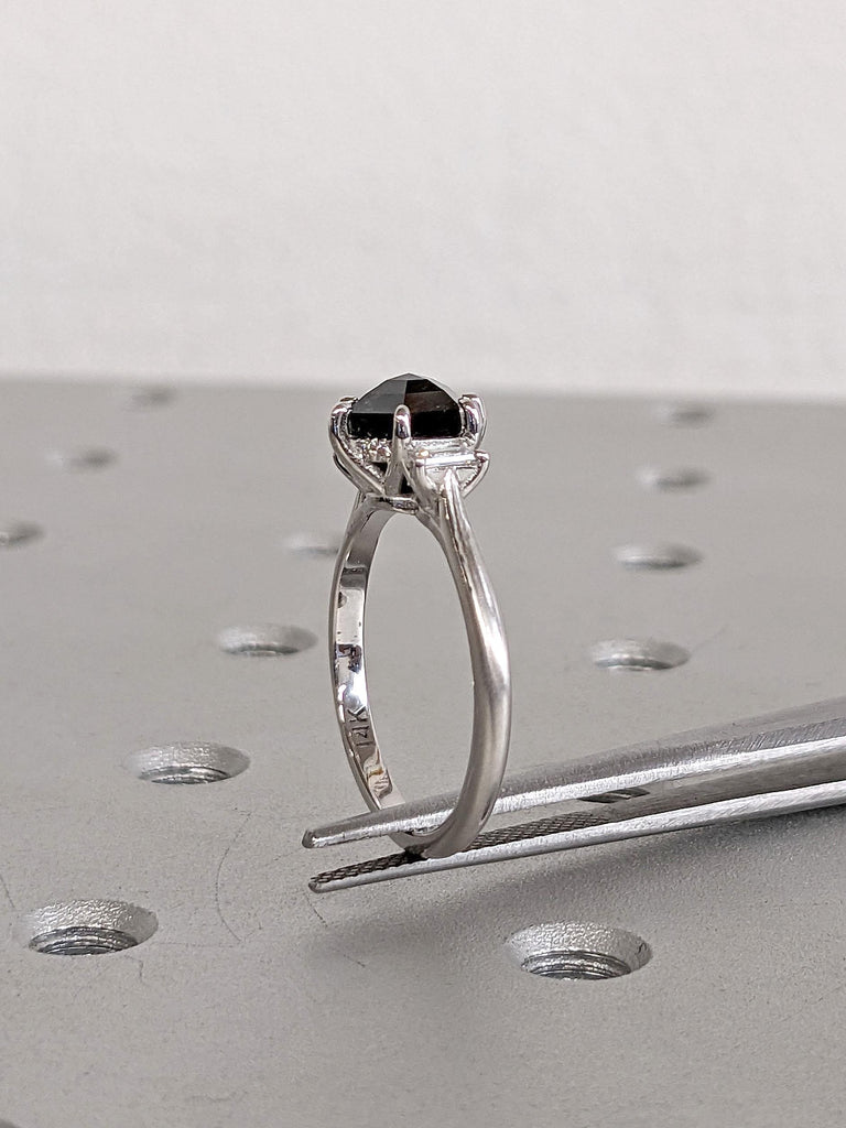 Lab Grown Diamond Hidden Halo Engagement Ring | Solid Gold Wedding Ring for Her | 14k 18k Gold Rings for Women