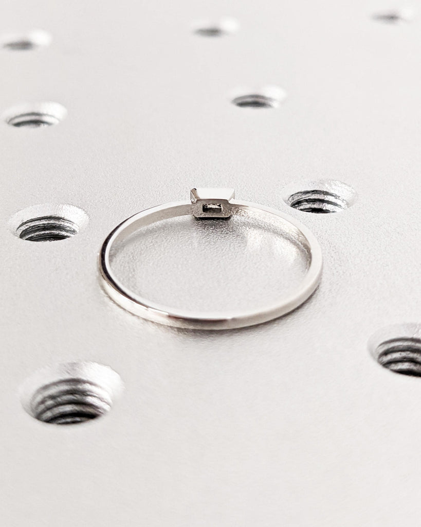 Baguette Diamond Band | Gray Diamond Baguette Ring | Bezel Set Baguette Salt and Pepper Diamond Wedding Band | Gold or Platinum Wedding Band
