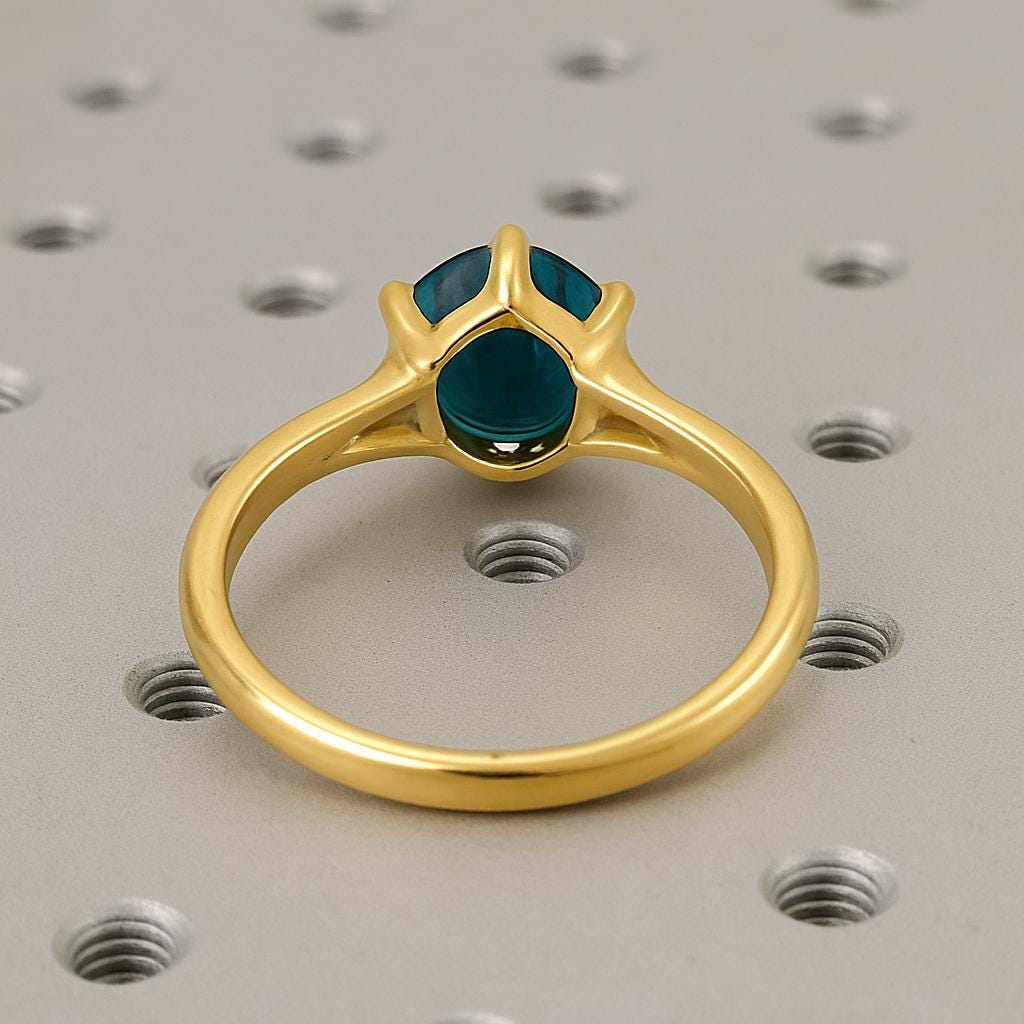 Split Shank Teal Sapphire Engagement Ring, Peacock Sapphire Promise Ring, Blue Green Sapphire Ring, 14K Solid Gold, Anniversary Gift for Her