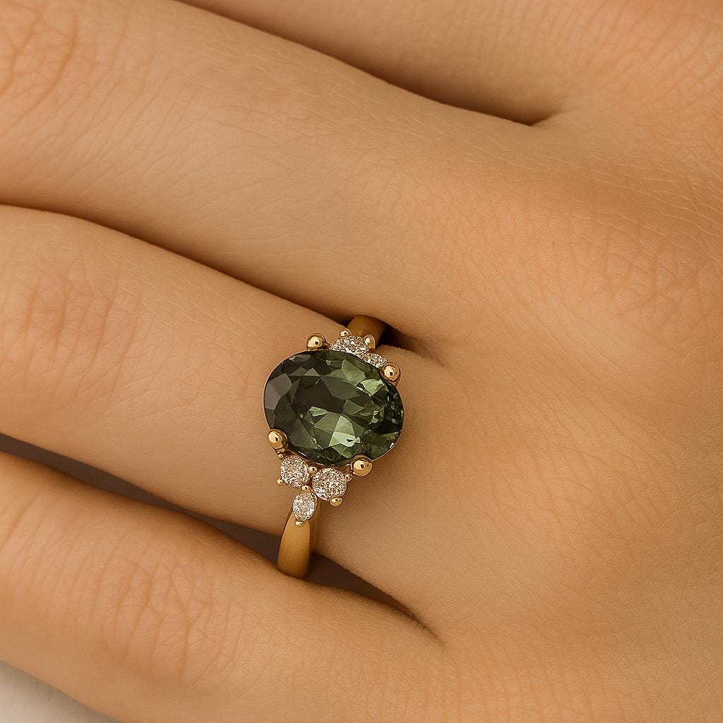 1ct Natural Sapphire Ring, Vintage Rings for Women, Oval Ring, Gemstone Ring