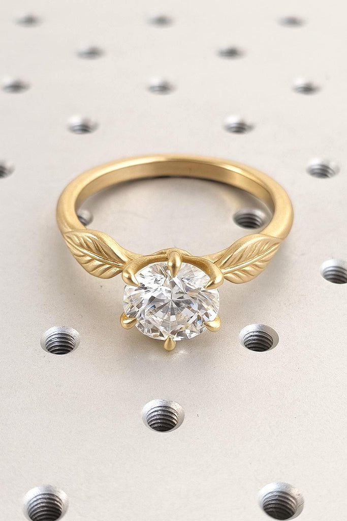 Leaf Engagement Ring | Nature Inspired Lab Diamond Leaf Ring | Dainty Gold Rings for Women | Unique Anniversary Wedding Ring | IGI Certified