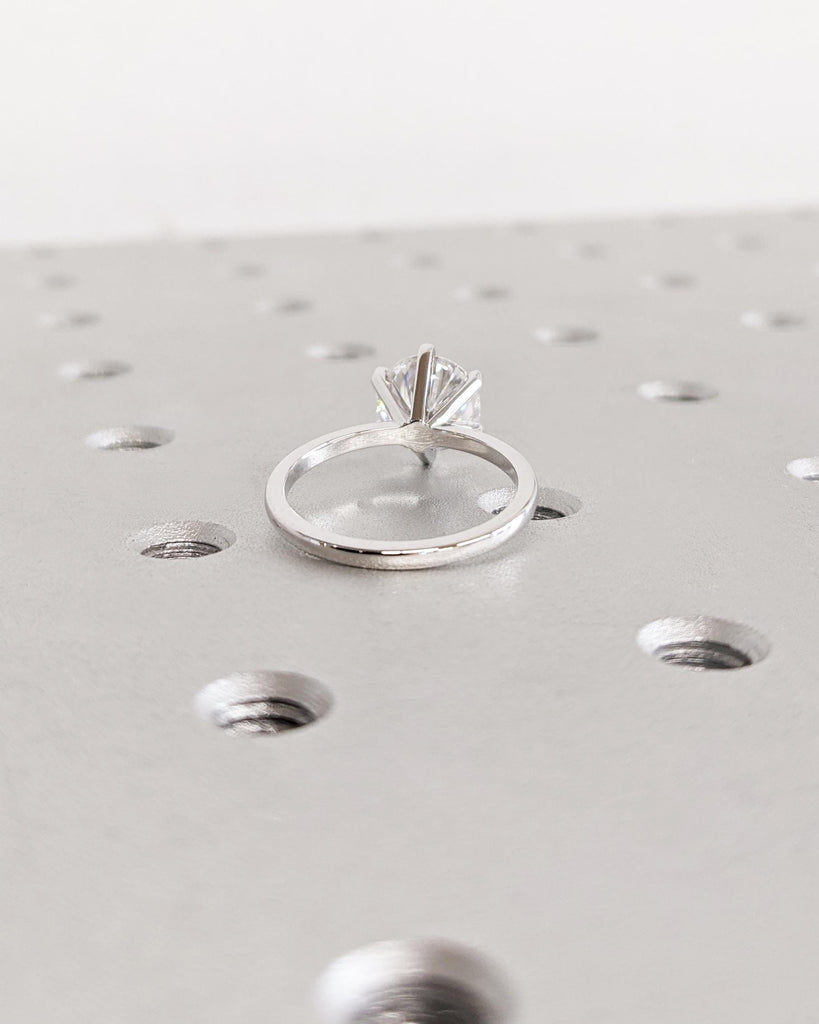 Round Lab Diamond Ring, Lab Grown Diamond Engagement Ring, Solitaire Ring, Solid 14K 18K White Gold Wedding Anniversary Promise Ring for Her