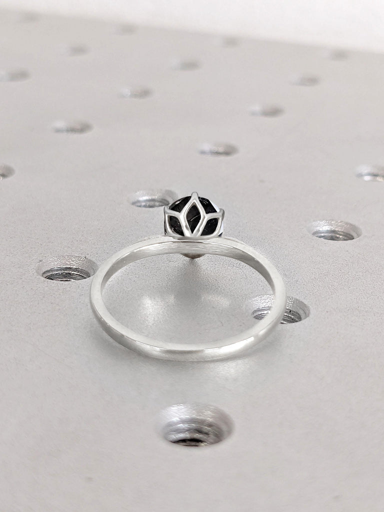 1 -2 Carat Round Diamond Engagement Ring | Genuine Natural Salt and Pepper Diamond Anniversary Ring | Solitaire Ring | Unique Proposal Ring