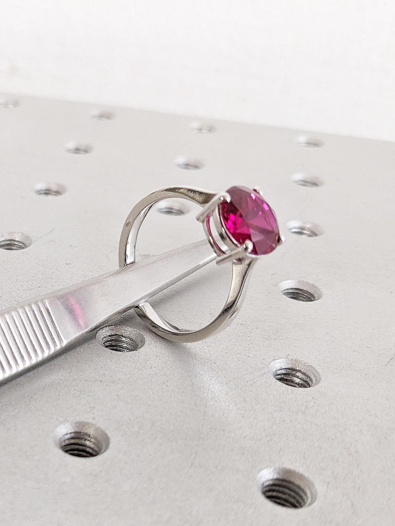 14k Gold Ring, Lab Ruby Rings for Women