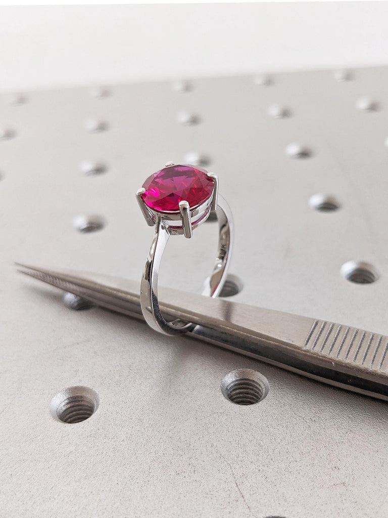 Ruby Engagement Ring, Vintage Ruby Ring, 14k Gold Ring, Lab Ruby Rings for Women, Ruby Birthstone Rings, Ruby Jewelry, Gold Statement Ring
