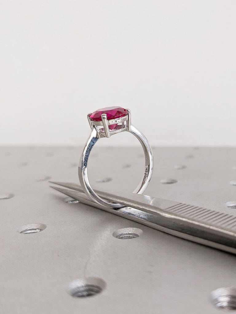 Ruby Engagement Ring, Vintage Ruby Ring, 14k Gold Ring, Lab Ruby Rings for Women, Ruby Birthstone Rings, Ruby Jewelry, Gold Statement Ring