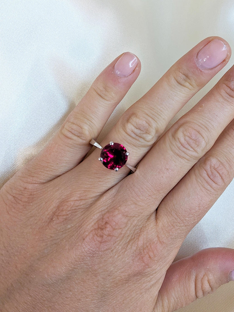 Round Ruby Ring, Gold Engagement Ring