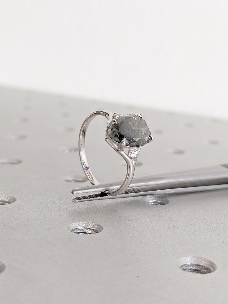 Pear Ring, Raw Diamond Ring, 14k Gold Promise Ring, Personalized Ring