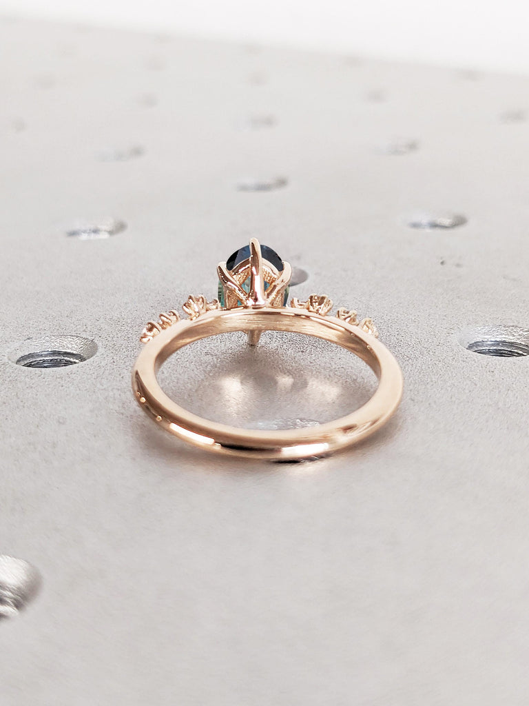 One of a Kind Teal Sapphire Engagement Ring