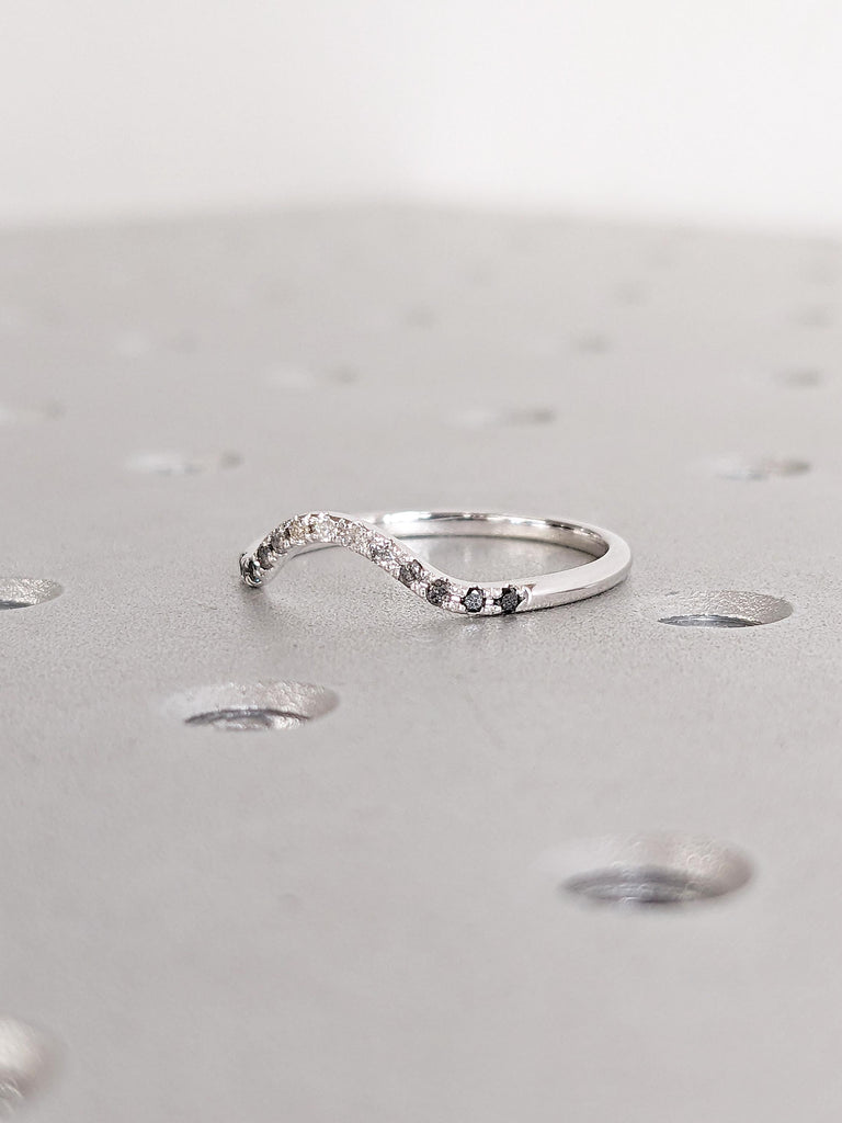 14k White Gold Ring, Ombre Diamond Wedding Band, Womens Wedding Band, Vintage Wedding Ring, Unique Wedding Band, Stacking Rings for Women