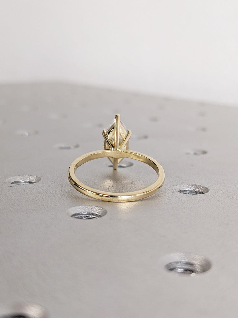 Lab Grown Diamond Engagement Ring, 14k Solid Gold Ring, Marquise Lab Diamond Ring, Gold Statement Ring, Solitaire Ring, Unique Gift for Wife