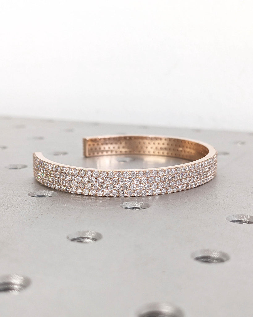 Certified Best Man Made Diamond Bangle Bracelet | Rose Gold Cuff Bangle | Fine Jewelry Handmade | Woman Bracelet | Open Bangle