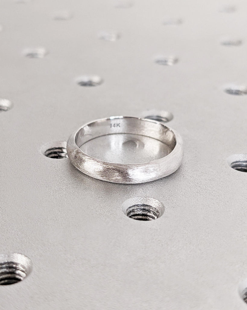 4mm Men's Wedding Ring, 14K White Gold Band, Unique Men's Wedding Band, Rustic Wedding Band, Handmade Textured Ring, Nature Tree Bark Ring