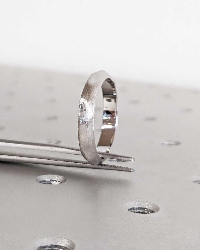 4mm Men's Wedding Ring, 14K White Gold Band, Unique Men's Wedding Band, Rustic Wedding Band, Handmade Textured Ring, Nature Tree Bark Ring