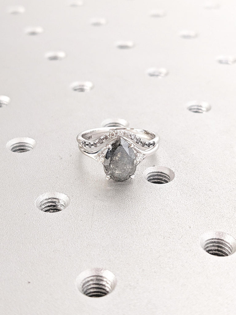 Vintage Salt and Pepper Diamond Ring