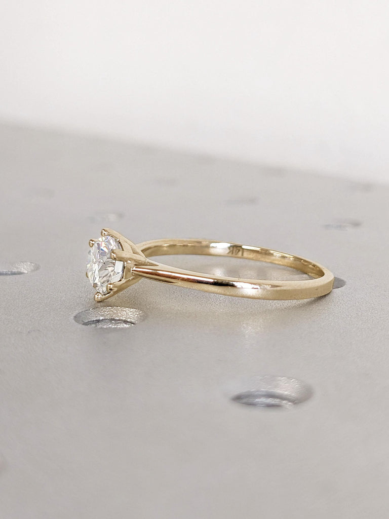 Cathedral Solitaire Ring | D/F Color VVS Lab Created Diamond Engagement Ring | 14k 18k Gold Certified Man Made Diamond Ring | Round cut Ring